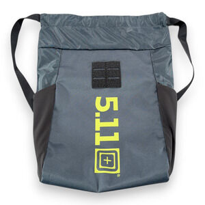 511 Tactical Bag Gray Yellow Polyester Drawstring Cinch Backpack Logo Promo Swag